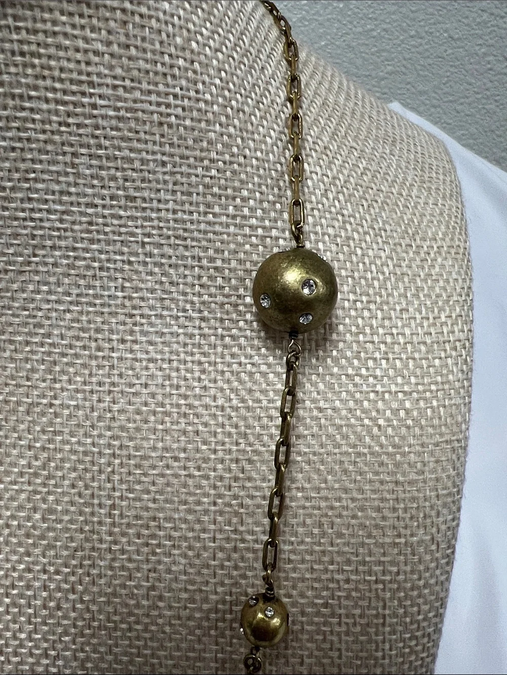 Long Gold Bead Station Necklace - Women Jewelry